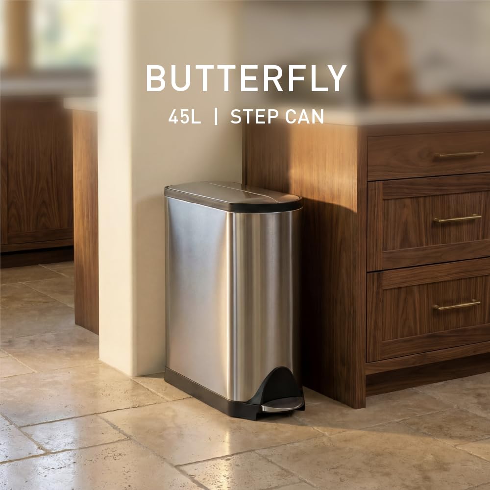 simplehuman close-up of brushed stainless surface resisting fingerprints for low upkeep