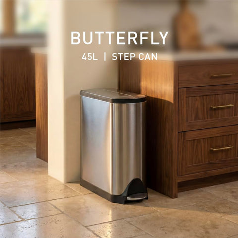 simplehuman close-up of brushed stainless surface resisting fingerprints for low upkeep
