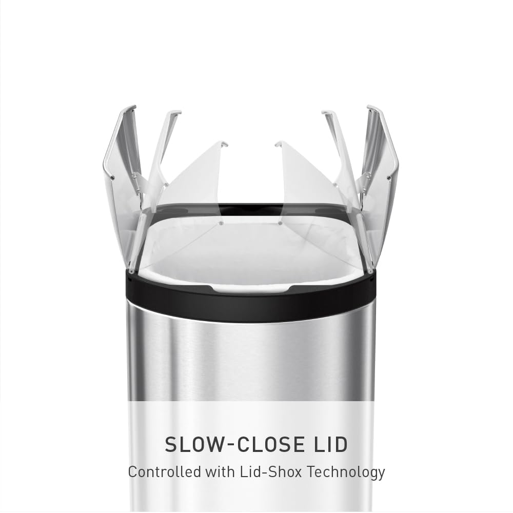 simplehuman brushed stainless texture resisting fingerprints for easy upkeep