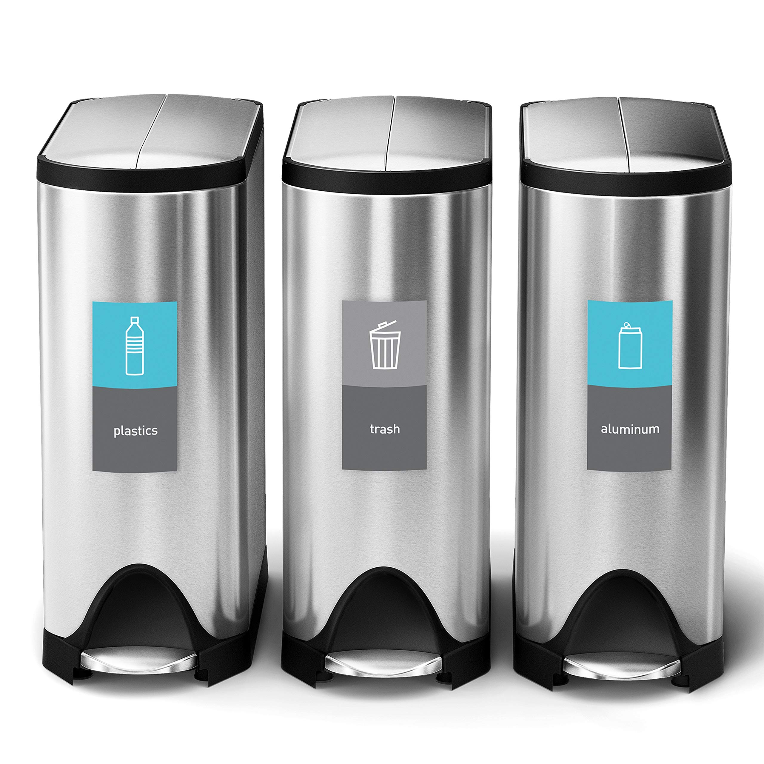 simplehuman close-up on steel pedal and LidShox, durable quiet operation benefit
