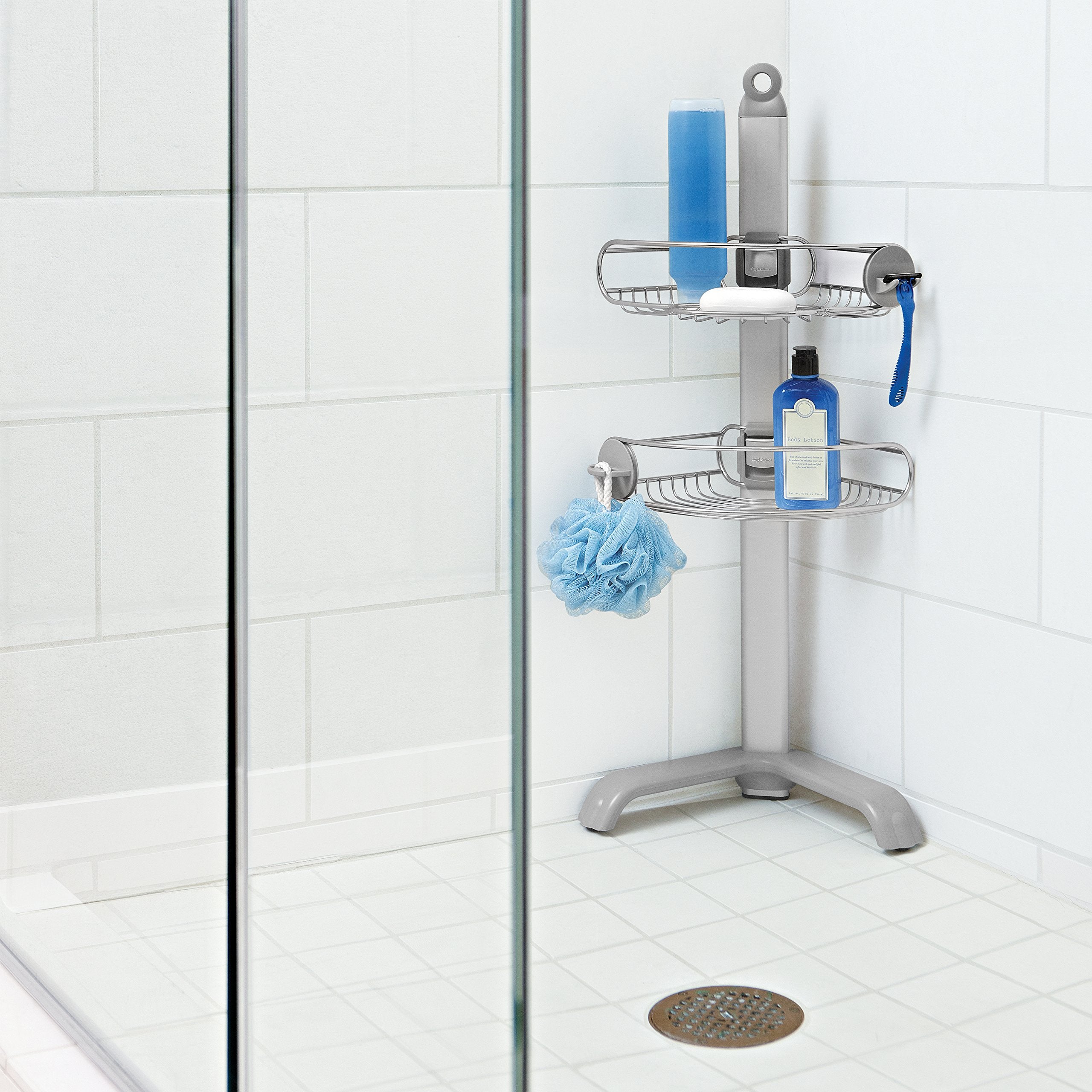 simplehuman adjustable pronged feet detail, stable on uneven floors benefit