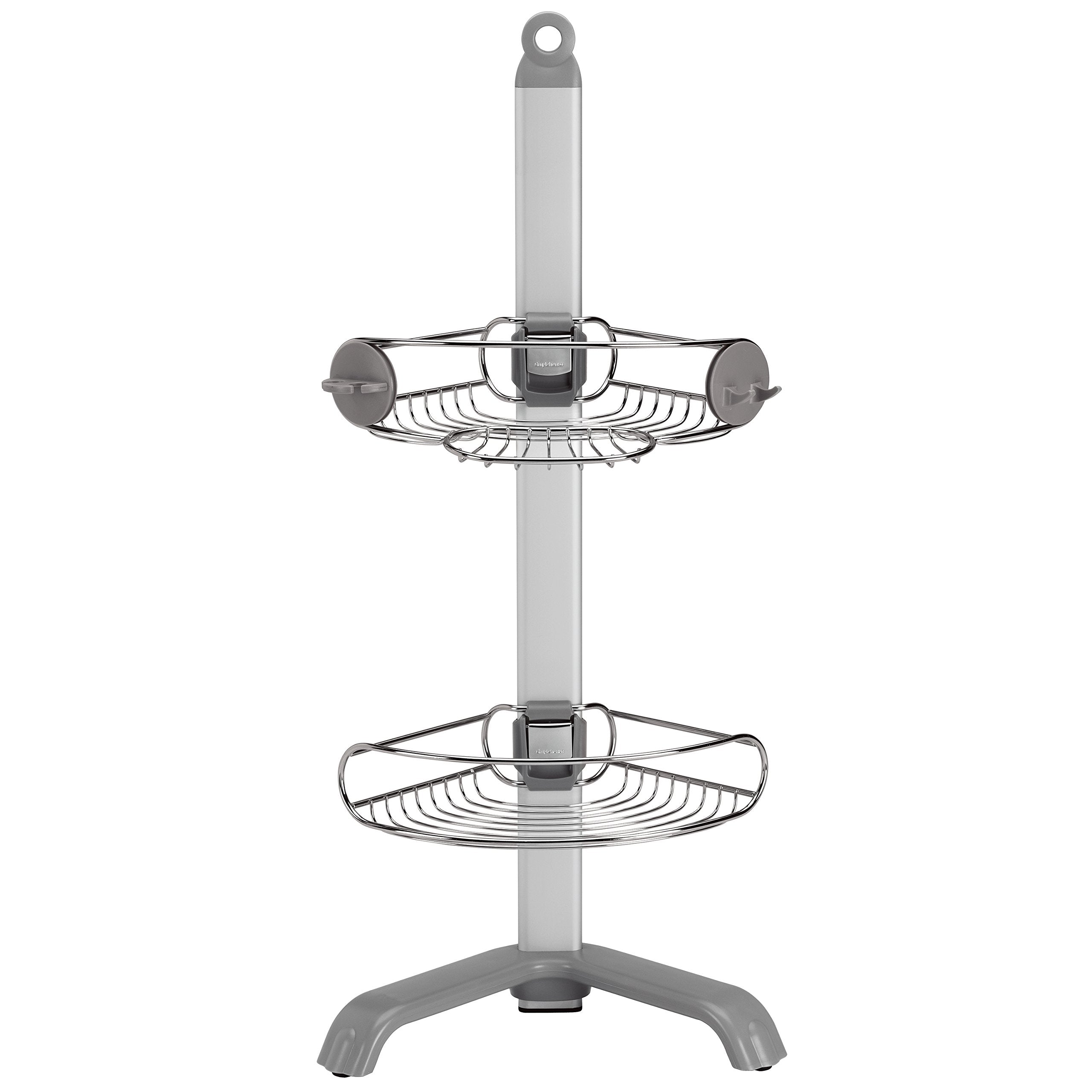 simplehuman front view of corner caddy, neat storage benefit