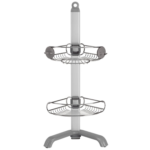 simplehuman front view of corner caddy, neat storage benefit