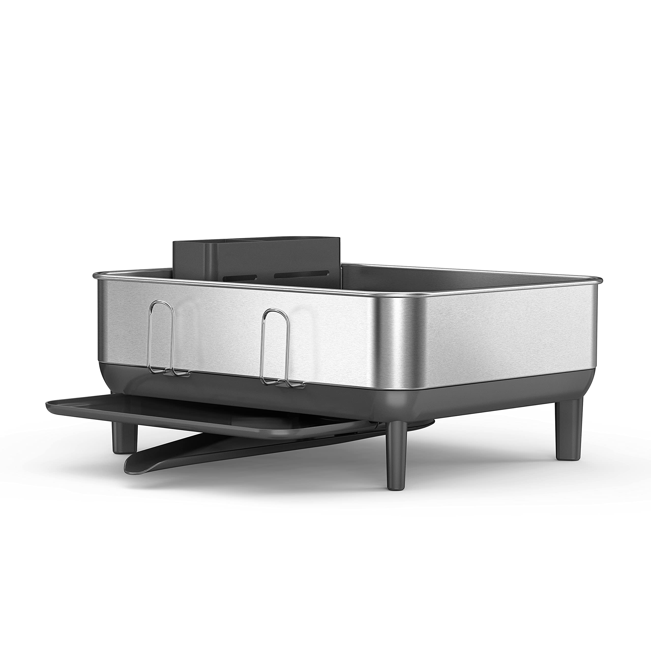 simplehuman silicone-capped wire rack holding plates securely to prevent chips