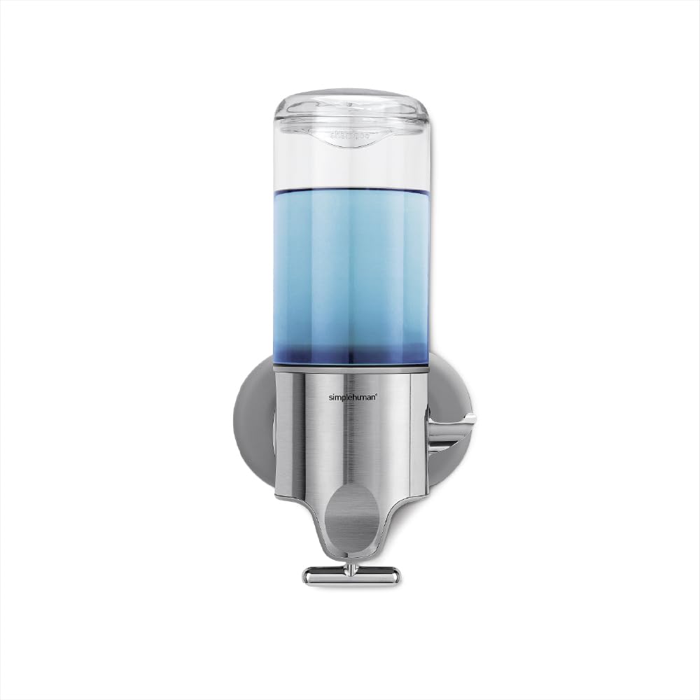 simplehuman front view stainless steel dispenser shows sleek finish and durable design benefit