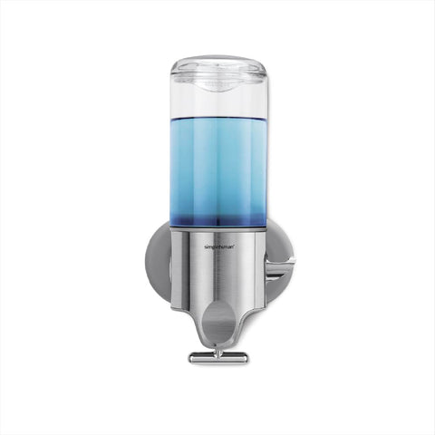 simplehuman front view stainless steel dispenser shows sleek finish and durable design benefit