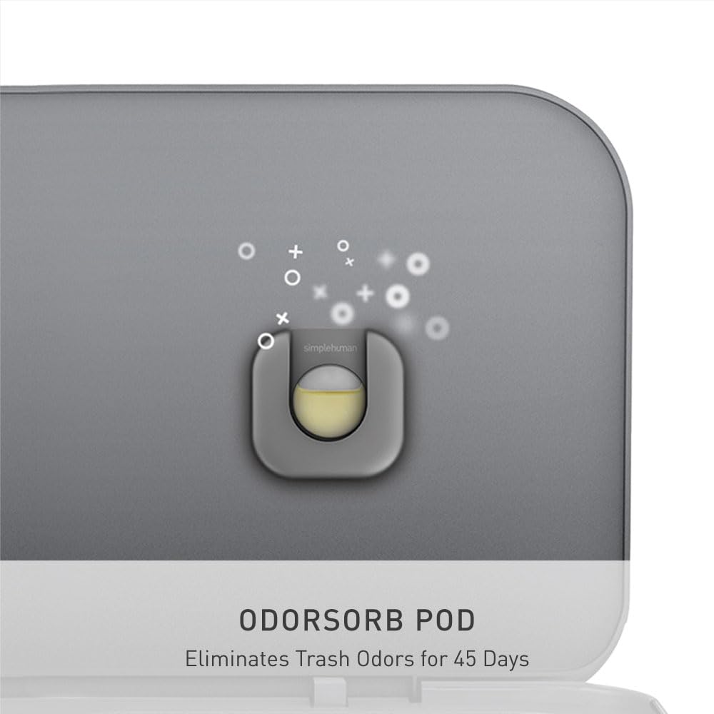 simplehuman in kitchen setting showing space-saving fit between cabinets