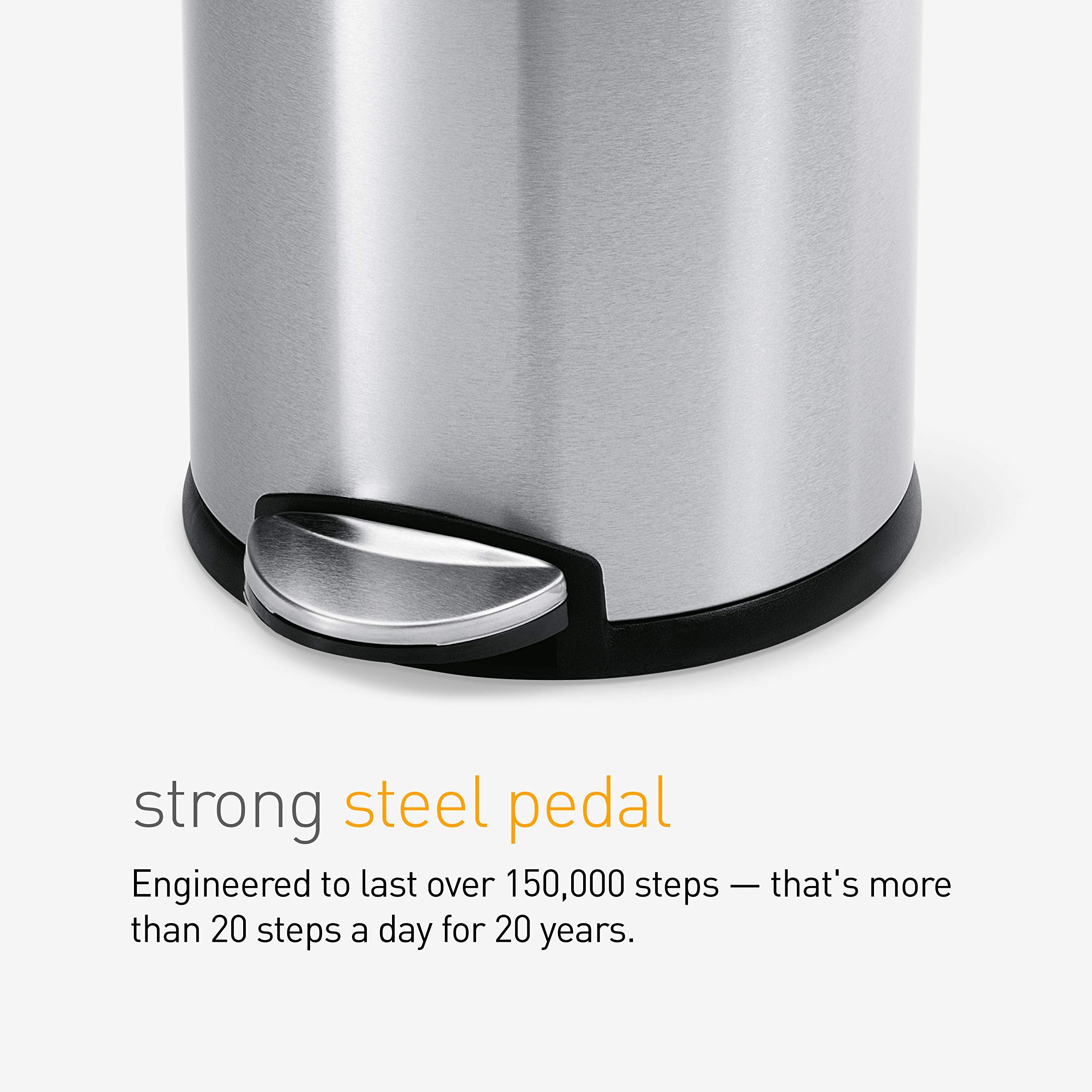 simplehuman inner bucket removed showing recycled plastic and easy-clean benefit