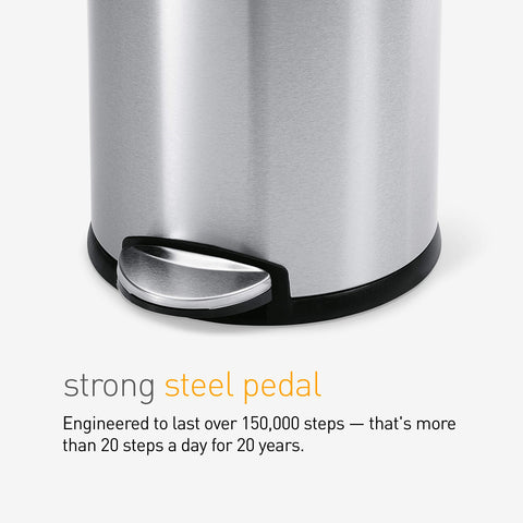 simplehuman inner bucket removed showing recycled plastic and easy-clean benefit