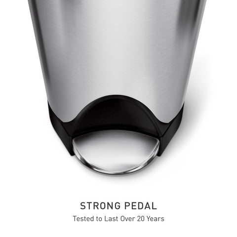 simplehuman butterfly lid opened under low countertop providing maximum clearance