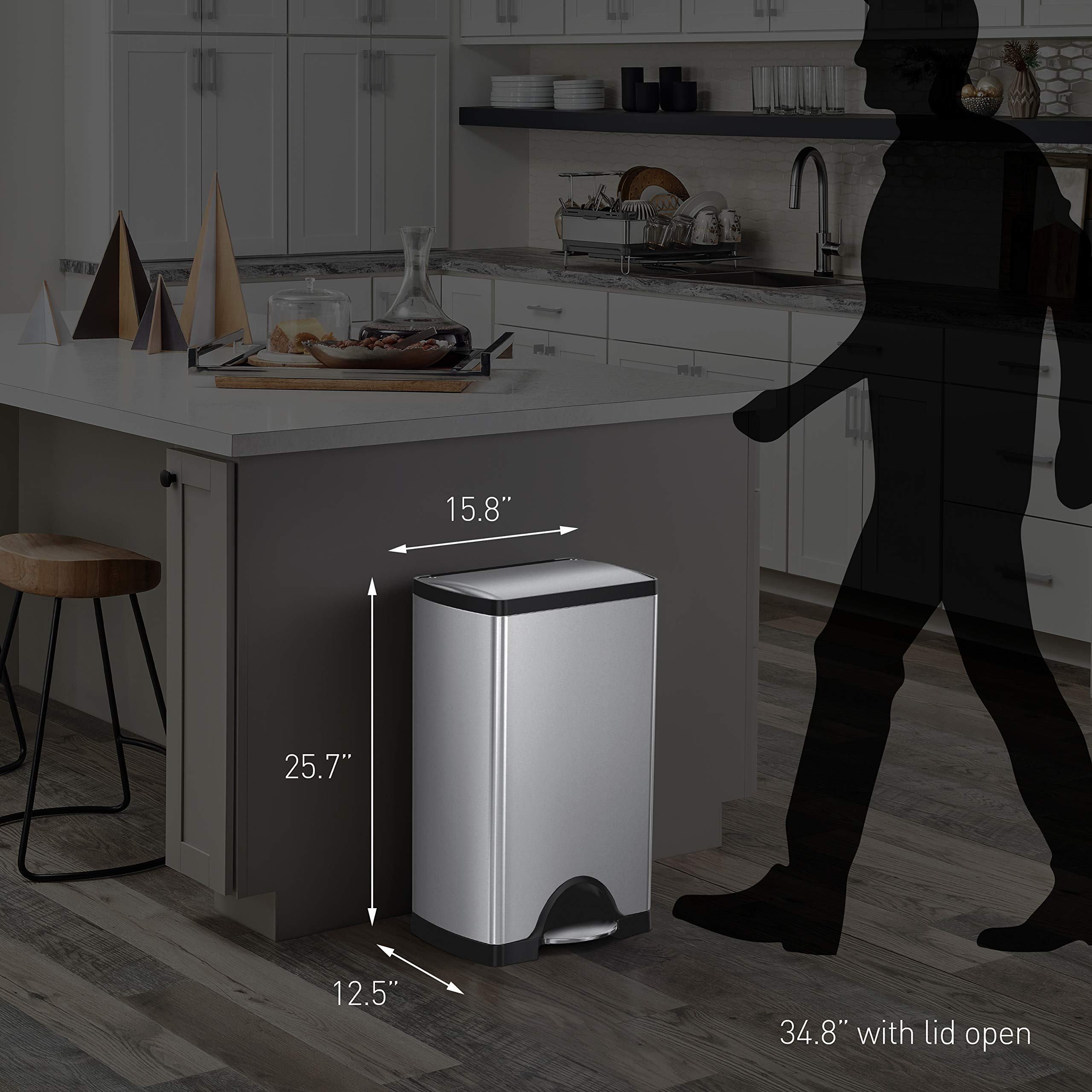 simplehuman lid Shox motion captured mid-close showing quiet slow-close benefit