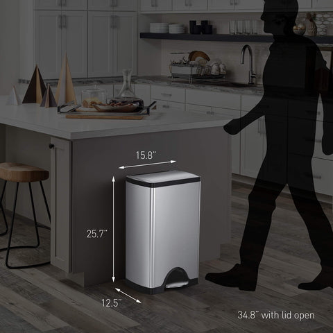 simplehuman lid Shox motion captured mid-close showing quiet slow-close benefit