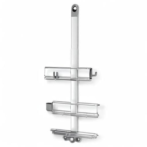 simplehuman shower installation lifestyle shot showing tidy storage and family-friendly reach