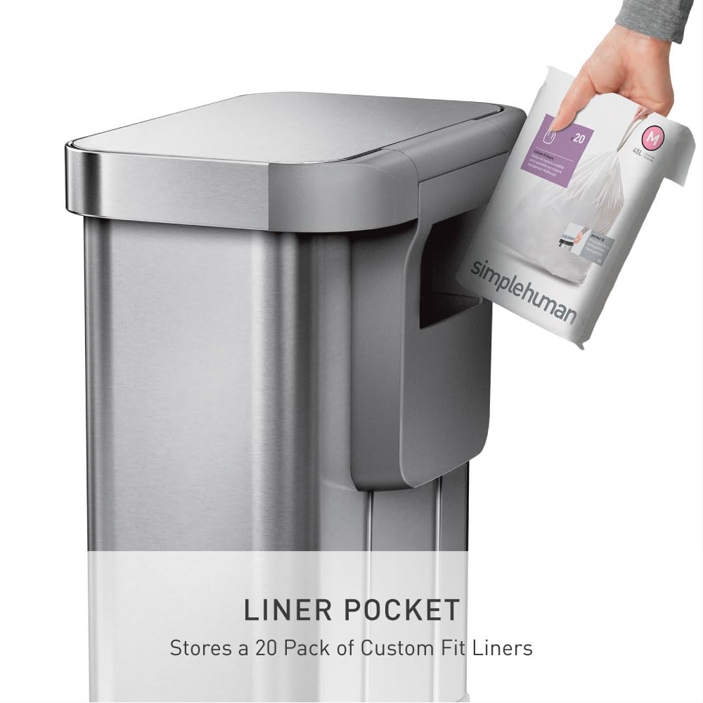 simplehuman liner rim close-up securing bags for more usable interior space