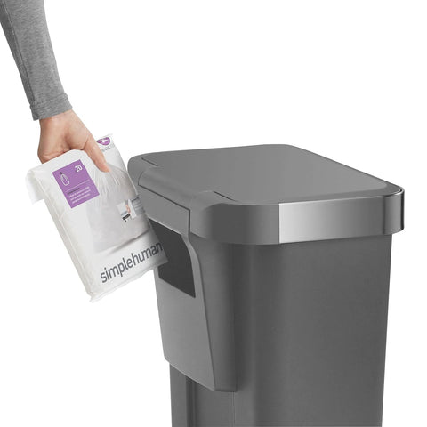 simplehuman steel pedal and wide base showing durable long-lasting use benefit