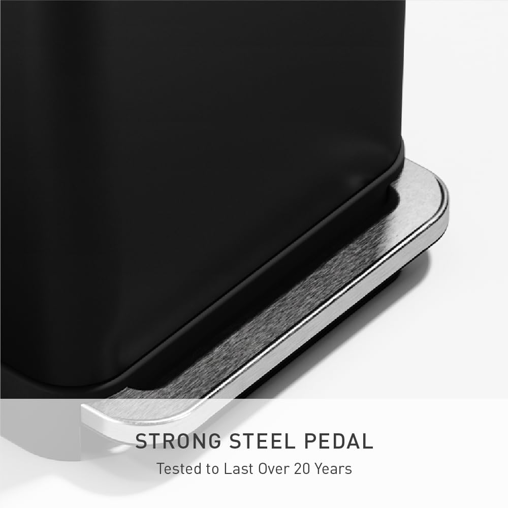 simplehuman durable steel pedal close-up built for long-lasting, heavy use