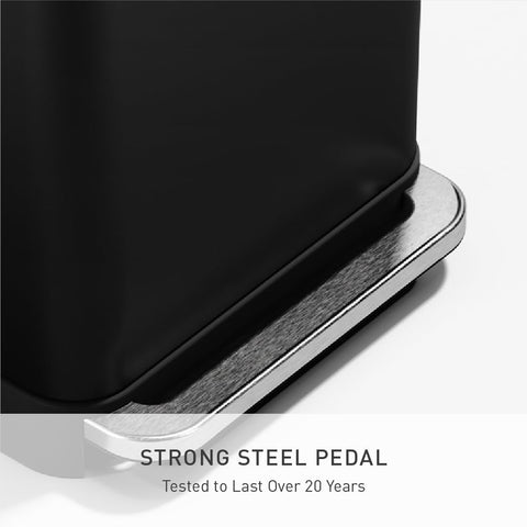 simplehuman durable steel pedal close-up built for long-lasting, heavy use