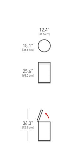simplehuman size comparison showing 30L can beside common objects to convey 8-gallon capacity