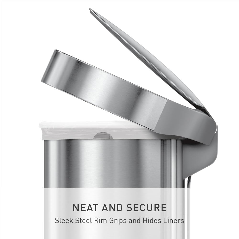 simplehuman strong steel pedal detail demonstrating durable hands-free operation benefit