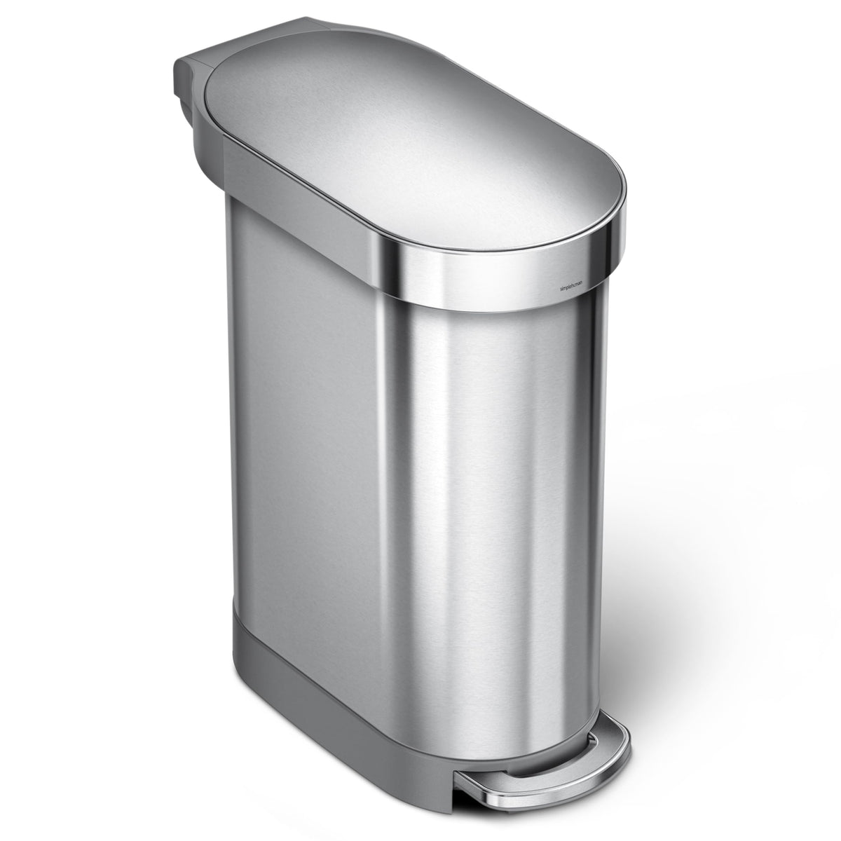 simplehuman slim front view showing compact footprint and tidy appearance