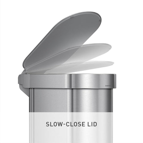 simplehuman brushed stainless finish resisting fingerprints and looking cleaner