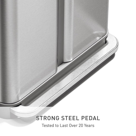 simplehuman brushed stainless steel body highlighting fingerprint-resistant finish