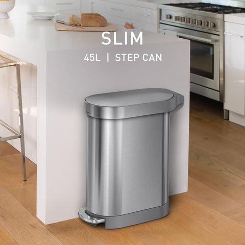 simplehuman pedal close-up highlighting durable steel pedal for long life
