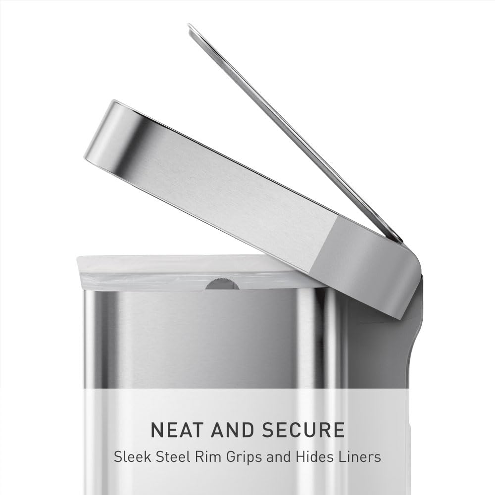 simplehuman handled recycling bucket lifted out for easy transport benefit: hands-free carry