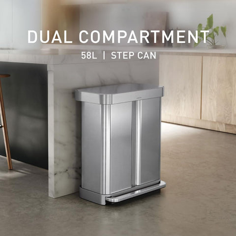 simplehuman lid open showing Lid Shox slow-close mechanism benefit: quiet closing