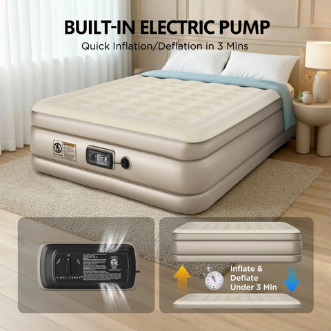 Simpli Comfy built-in pump and controls for fast quiet inflation benefit