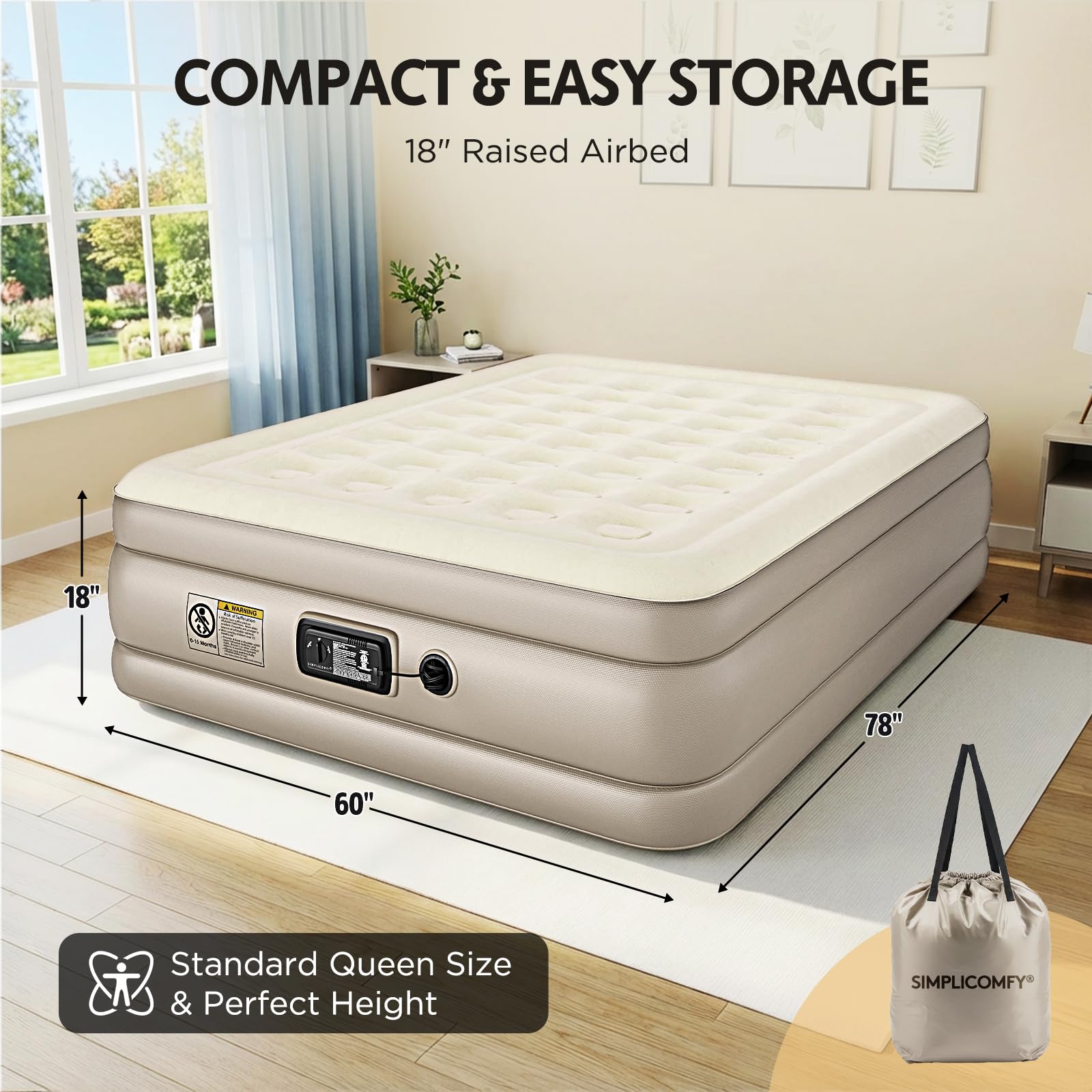 Simpli Comfy folded mattress packed in carry bag for easy transport