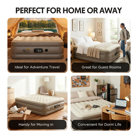 Simpli Comfy mattress beside chair showing 18-inch elevated height advantage