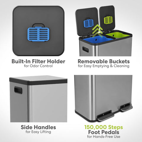 SIMPLI-MAGIC color-coded liners blue and green simplify recycling benefit