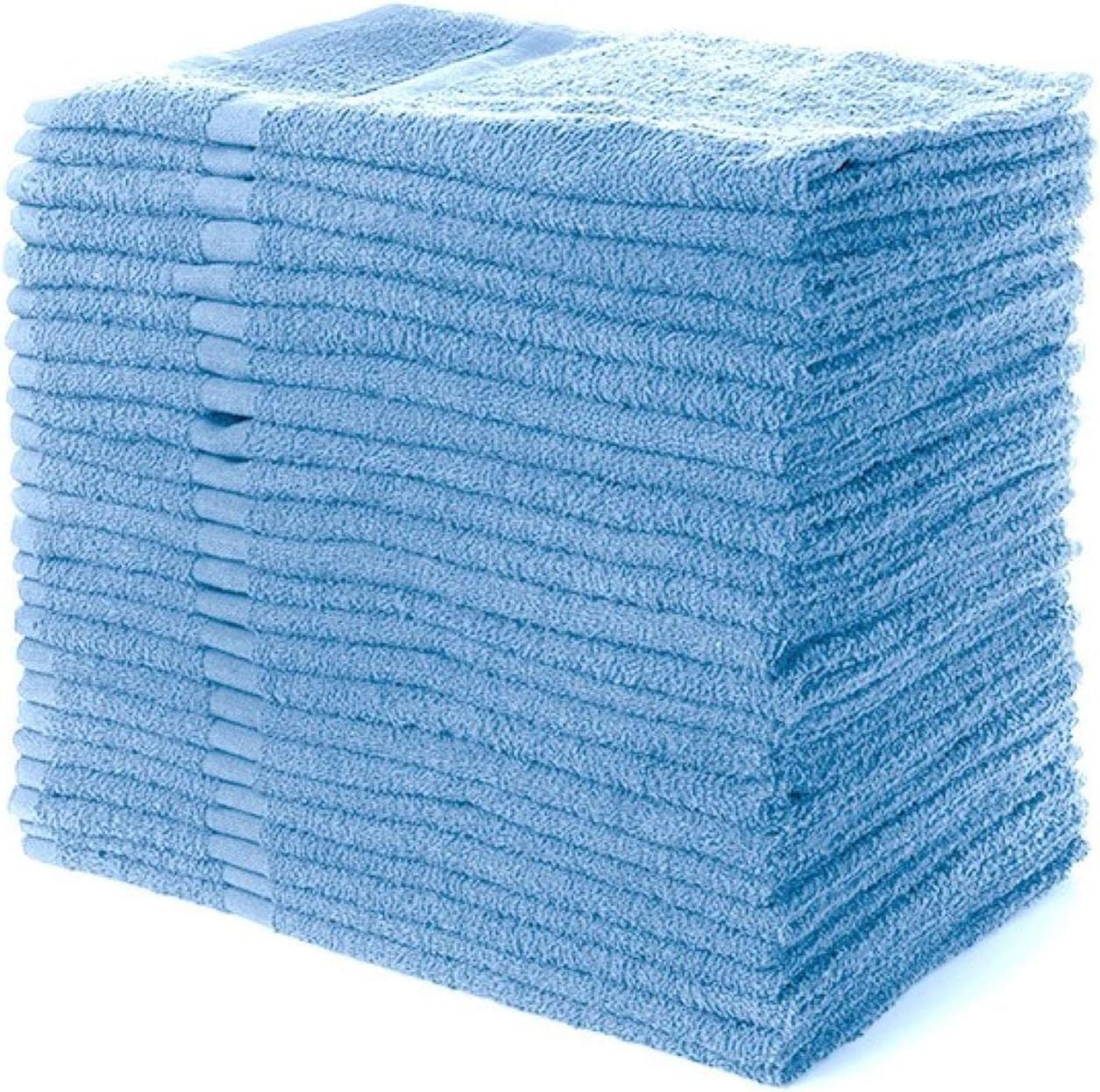 SIMPLI-MAGIC front pack of blue 12 cotton hand towels showing value