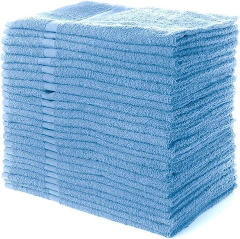 SIMPLI-MAGIC front pack of blue 12 cotton hand towels showing value