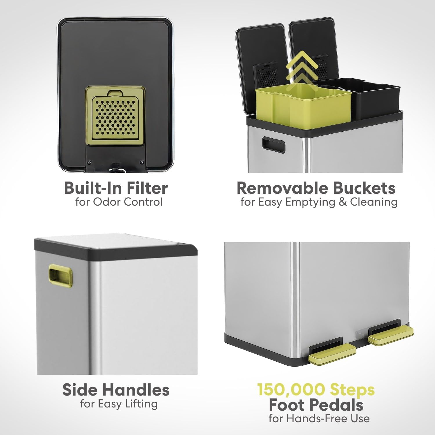 SIMPLI-MAGIC removable inner buckets showing easy emptying and cleaning