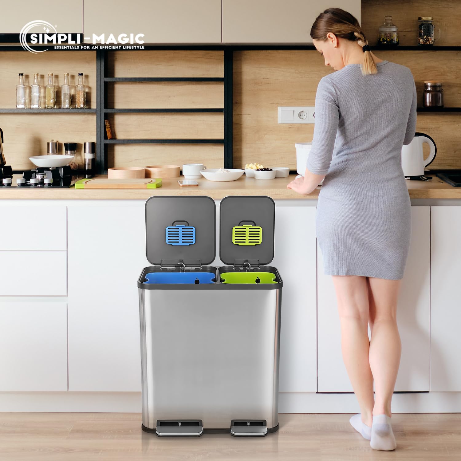 SIMPLI-MAGIC scale comparison next to cabinet shows compact footprint benefit