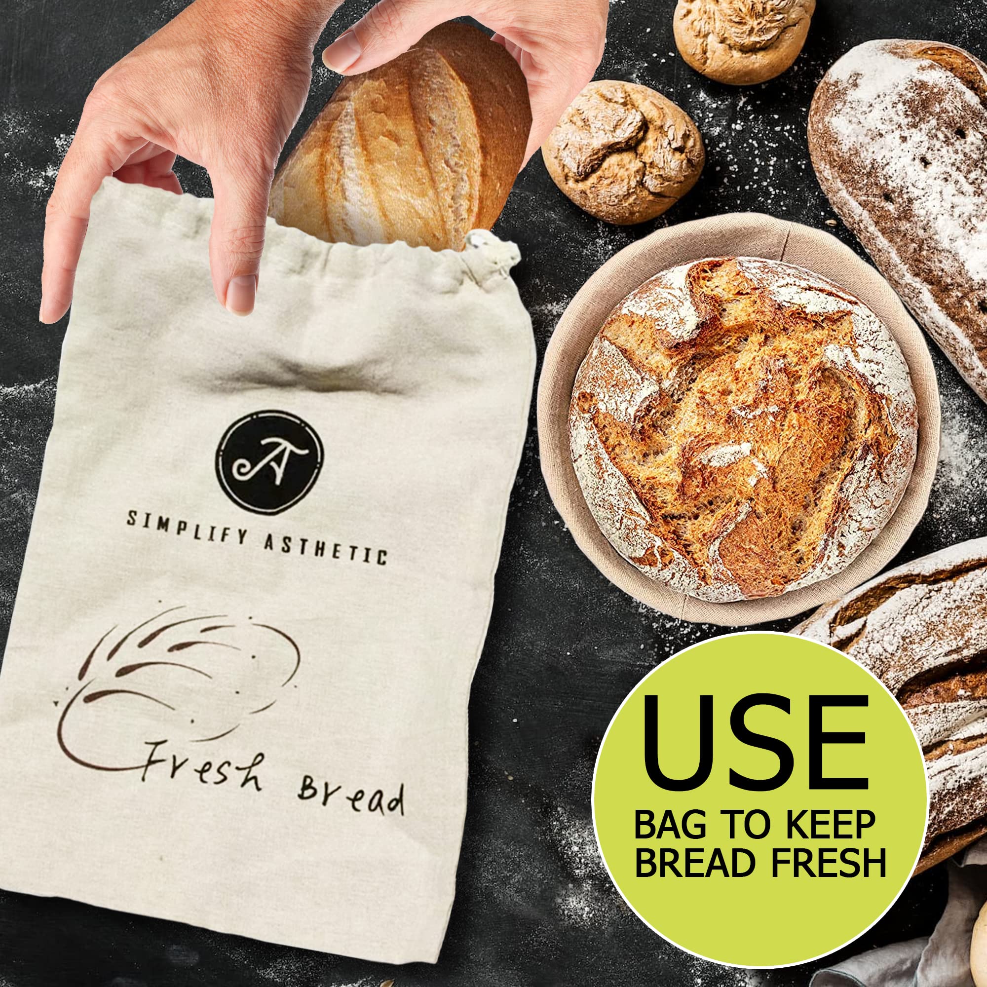SIMPLIFY ASTHETIC linen liners in basket preventing sticking and moisture