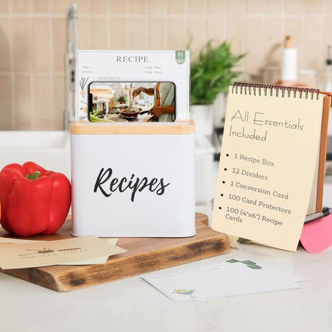 Simplistic Charms blank 4x6 recipe cards spread for easy customization benefit