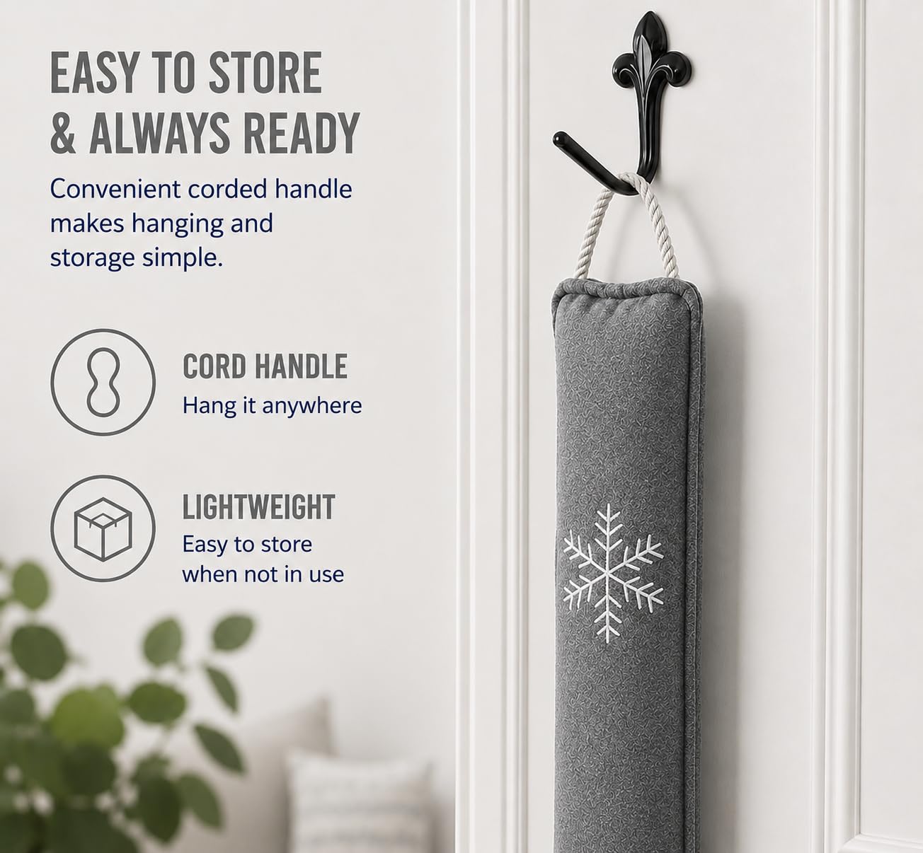 Simply Genius stopper alongside ruler showing 36-inch scale for proper door coverage