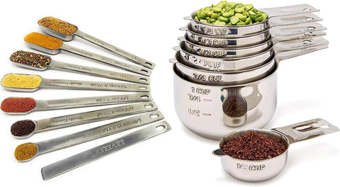 Simply Gourmet front view of full measuring set showing compact storage benefit