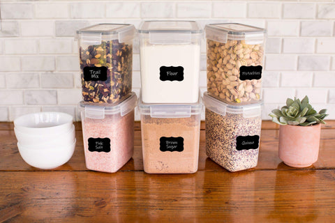 Simply Gourmet set on countertop in kitchen offering tidy, grab-and-go pantry solution