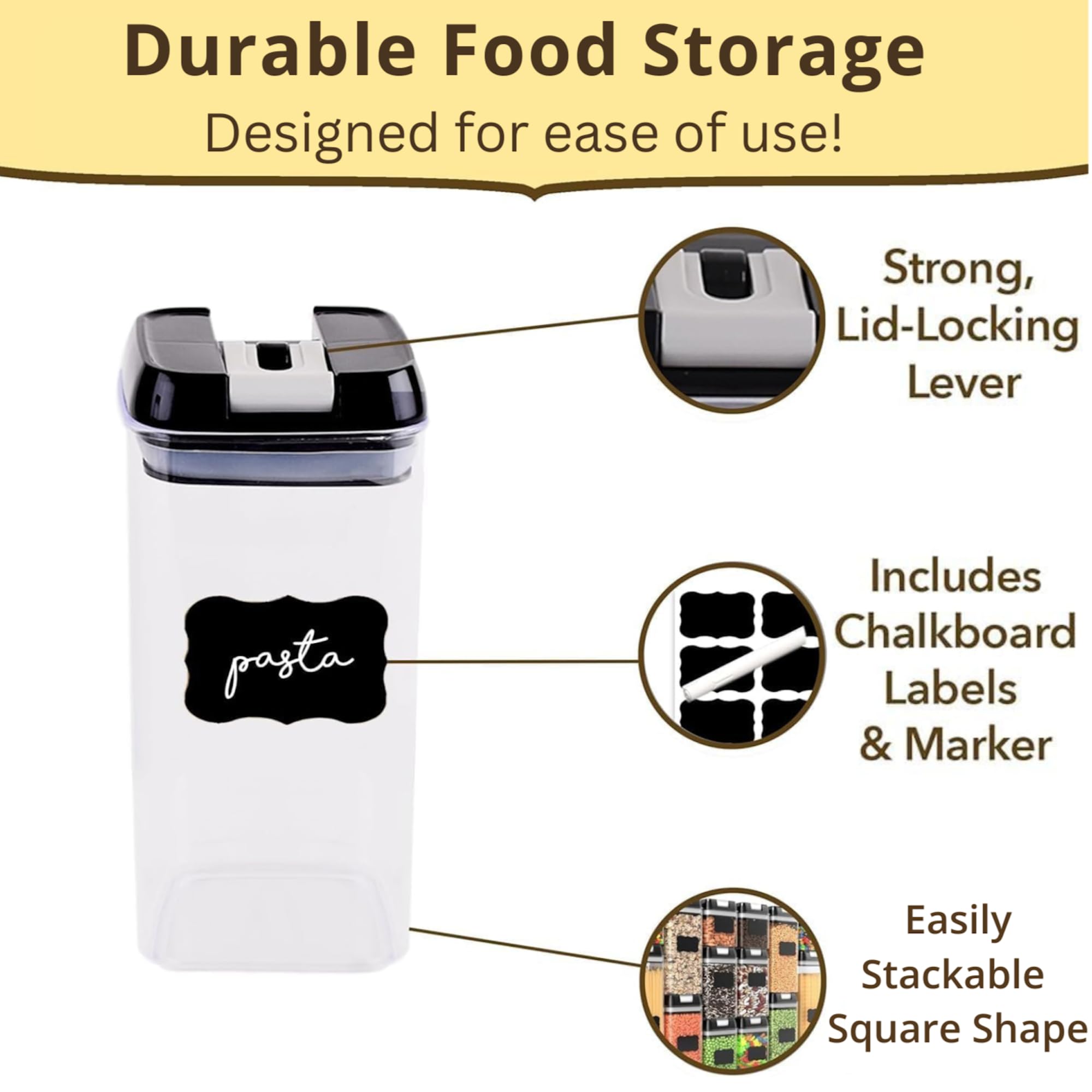 Simply Gourmet open lid highlighting side-lock latch for secure closure