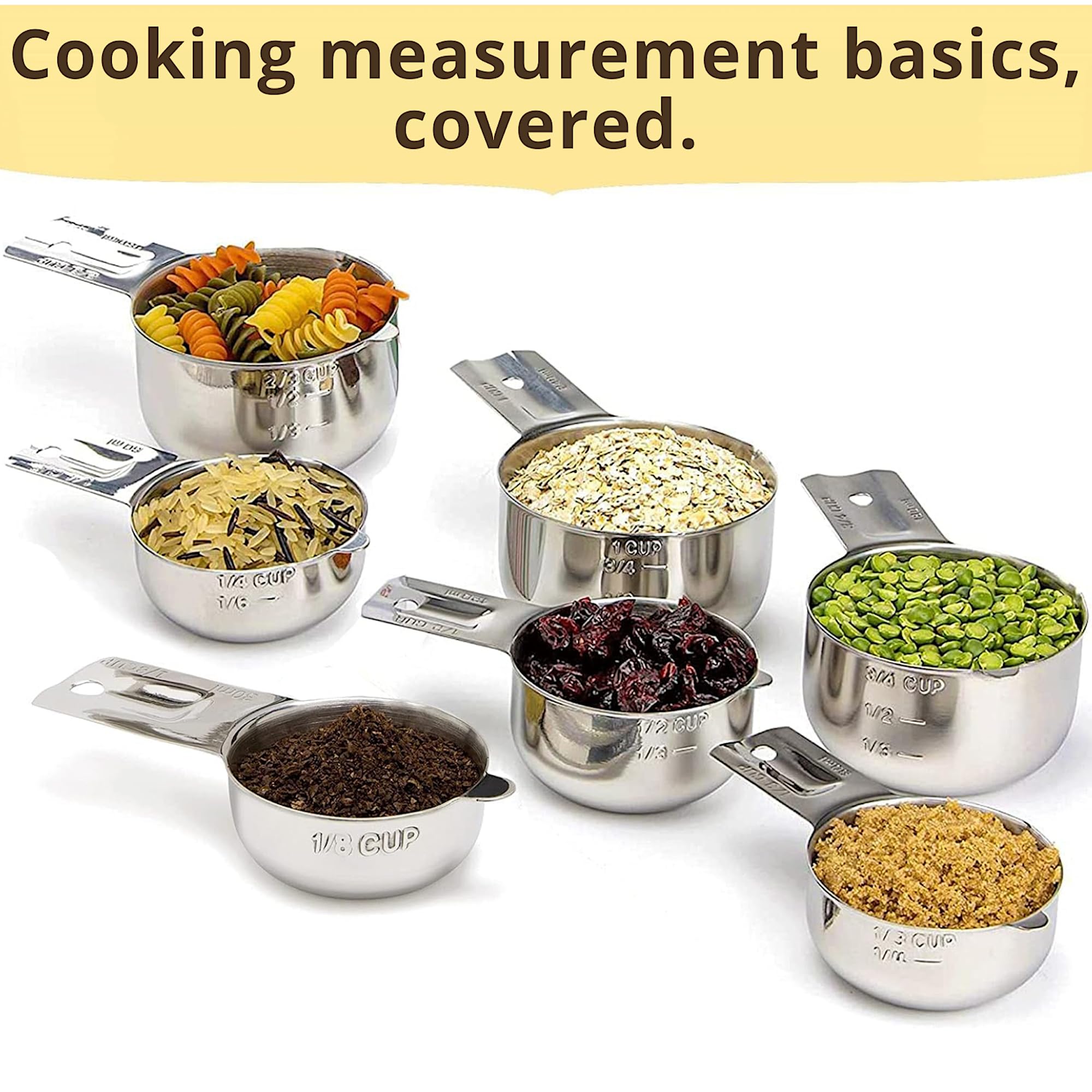 Simply Gourmet stacked measuring cups neatly stored in a drawer to save space and stay organized