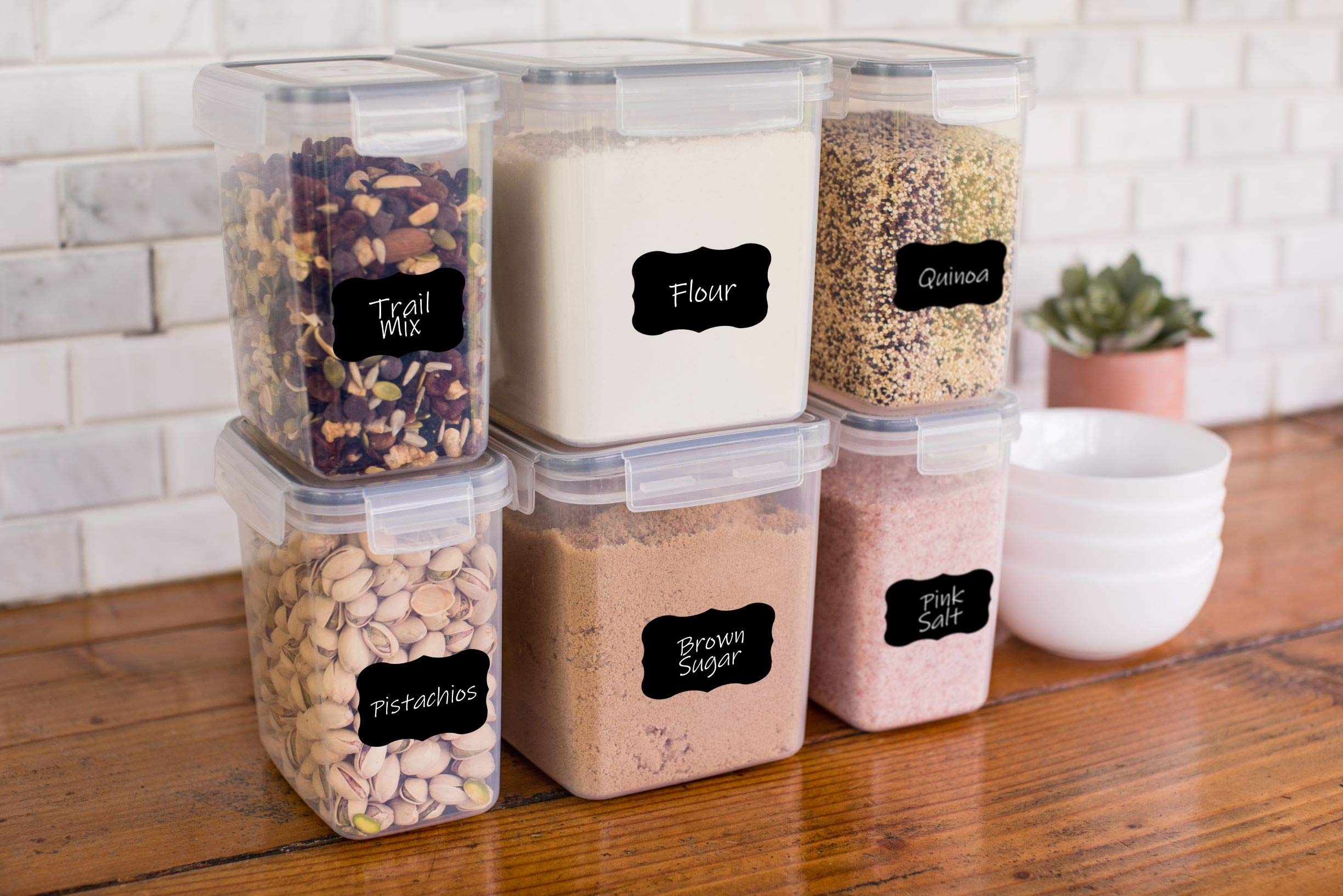 Simply Gourmet stacked in pantry demonstrating space-saving organization benefit