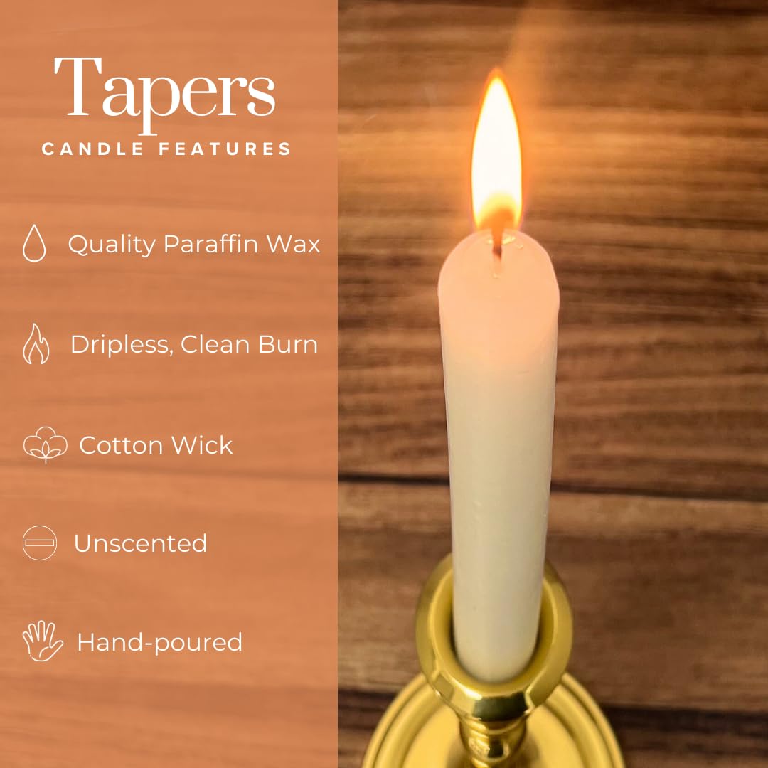 Simply Soson lit candle in a candlestick giving steady, dripless light