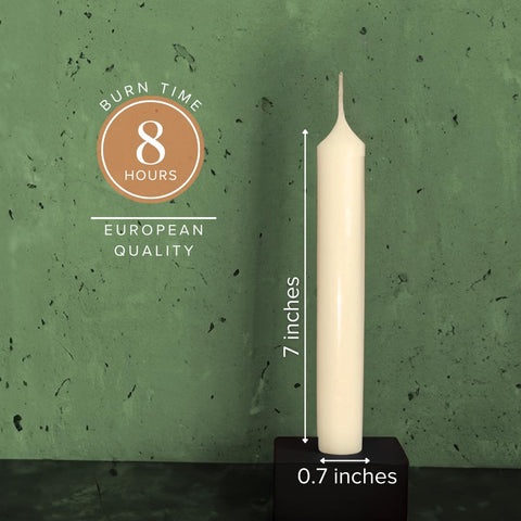 Simply Soson close-up of a single ivory taper showing smooth finish and wick