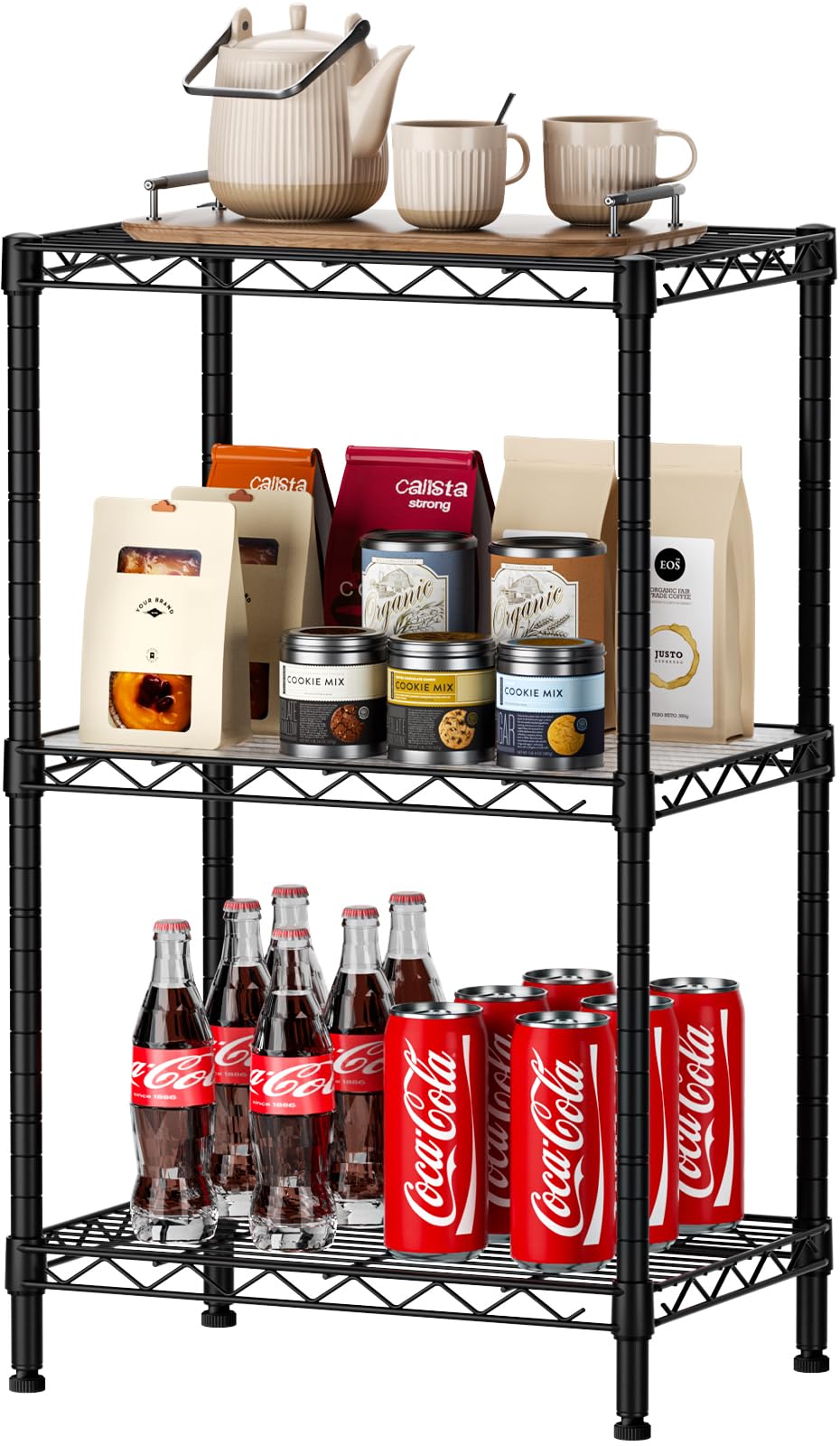 SINGAYE front view of assembled shelf showing compact storage benefit