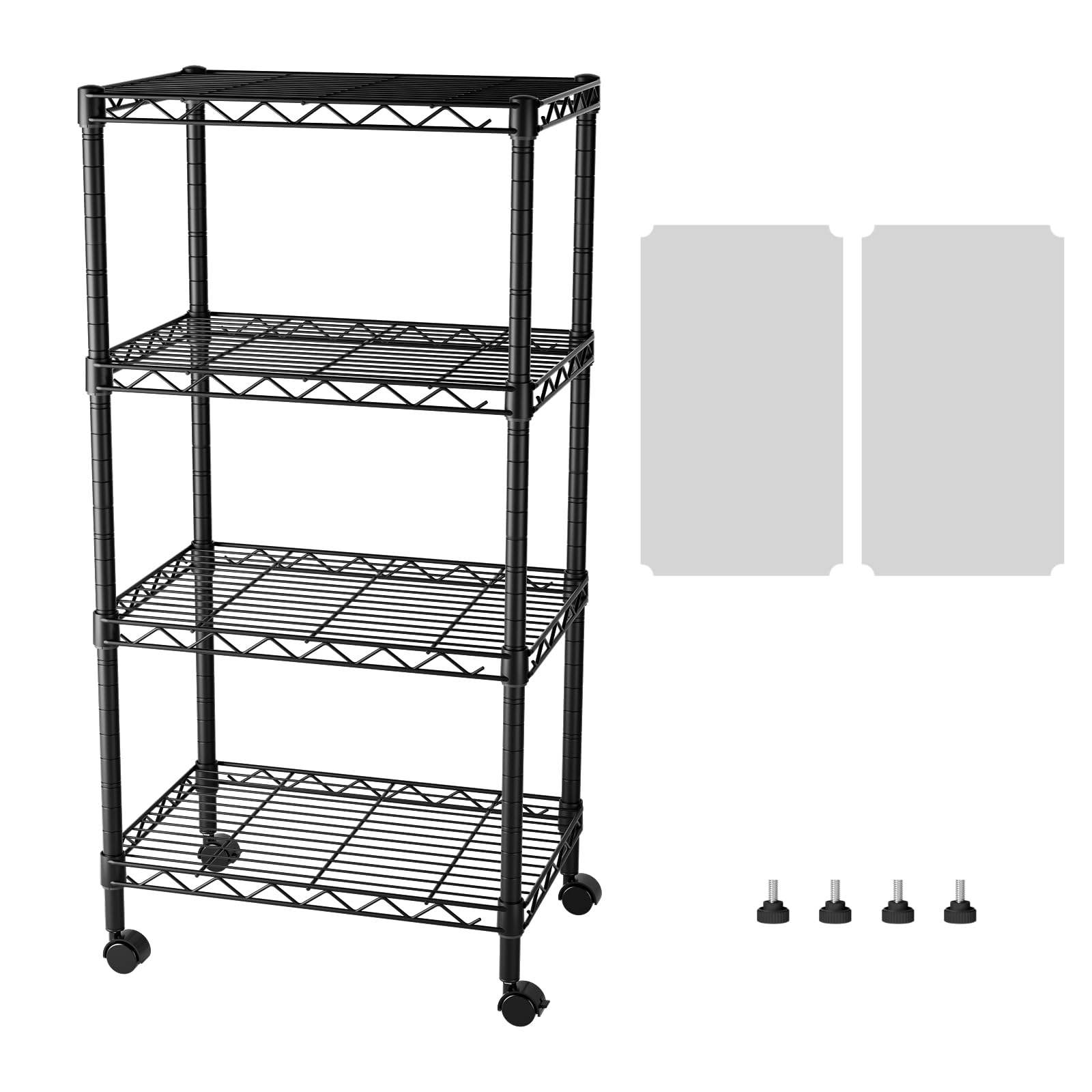 SINGAYE front view of assembled shelving unit showing compact organization benefit