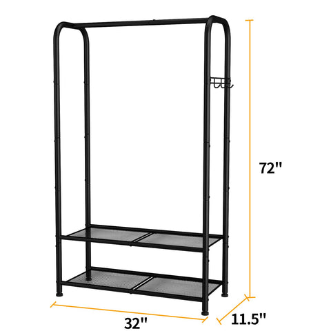 SINGAYE height comparison with a coat showing 72-inch pole for long garments benefit